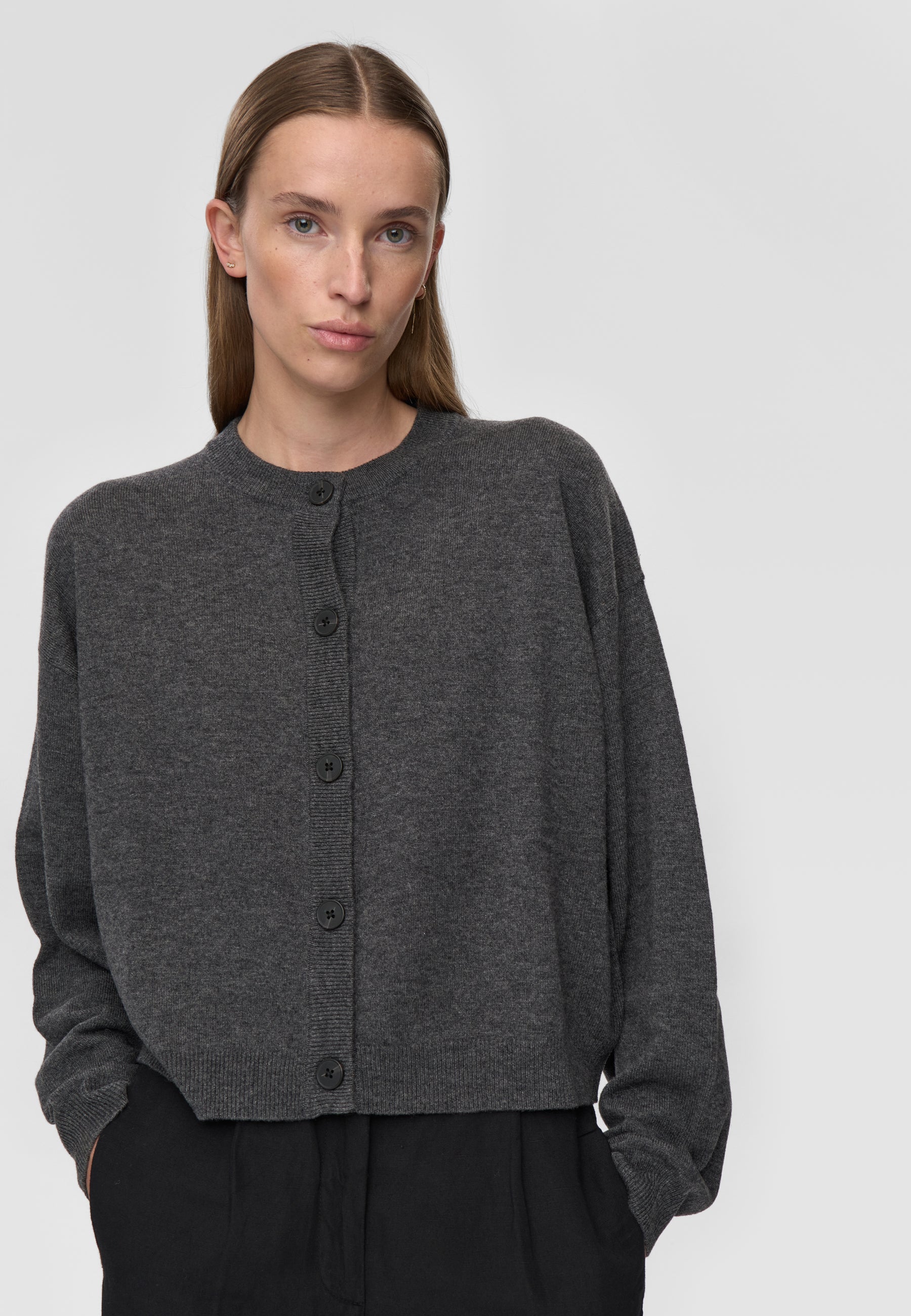 minimum female Assiana cardigan 3801 Jumper 960M Grey Melange