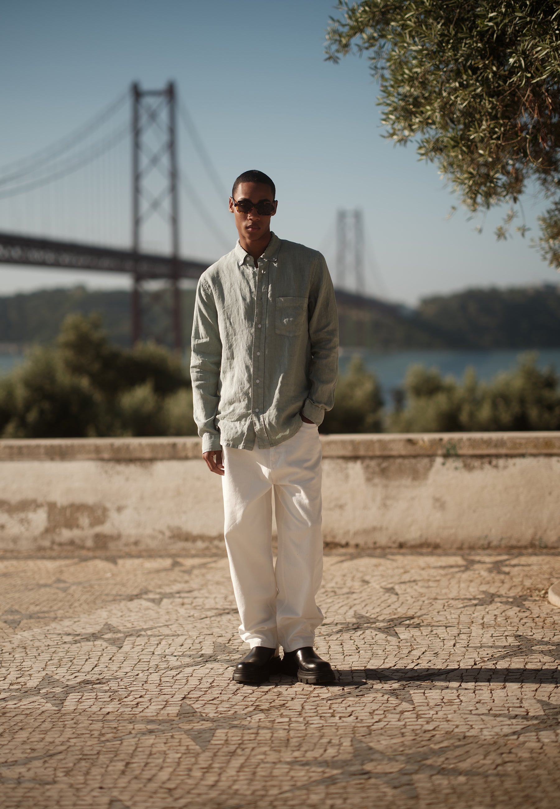 minimum male Colt long sleeved reg linen shirt 4115 Long Sleeved Shirt 4706 Gray Mist