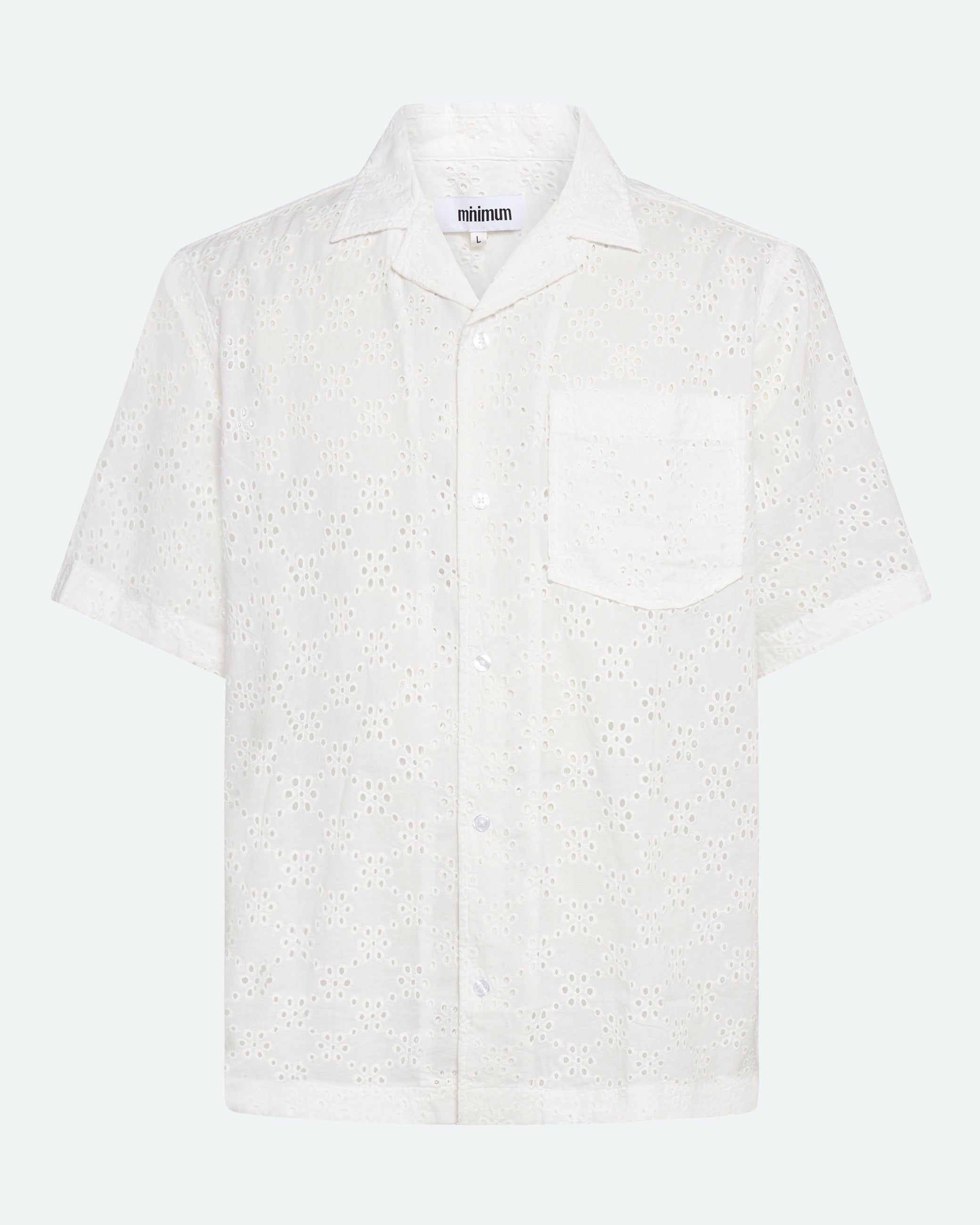 minimum male Hayden relaxed short sleeved shirt in broderie anglaise 4295 Short Sleeved Shirt 0608 Coco Milk