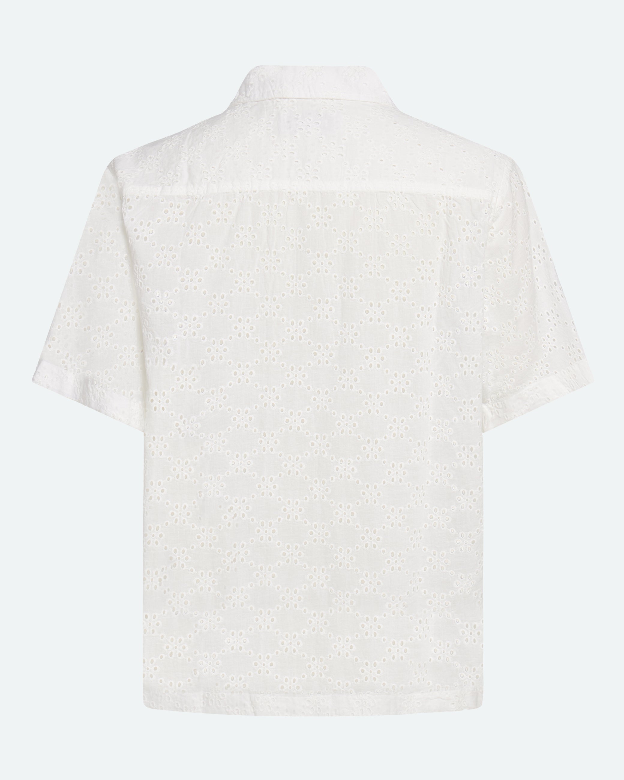 minimum male Hayden relaxed short sleeved shirt in broderie anglaise 4295 Short Sleeved Shirt 0608 Coco Milk