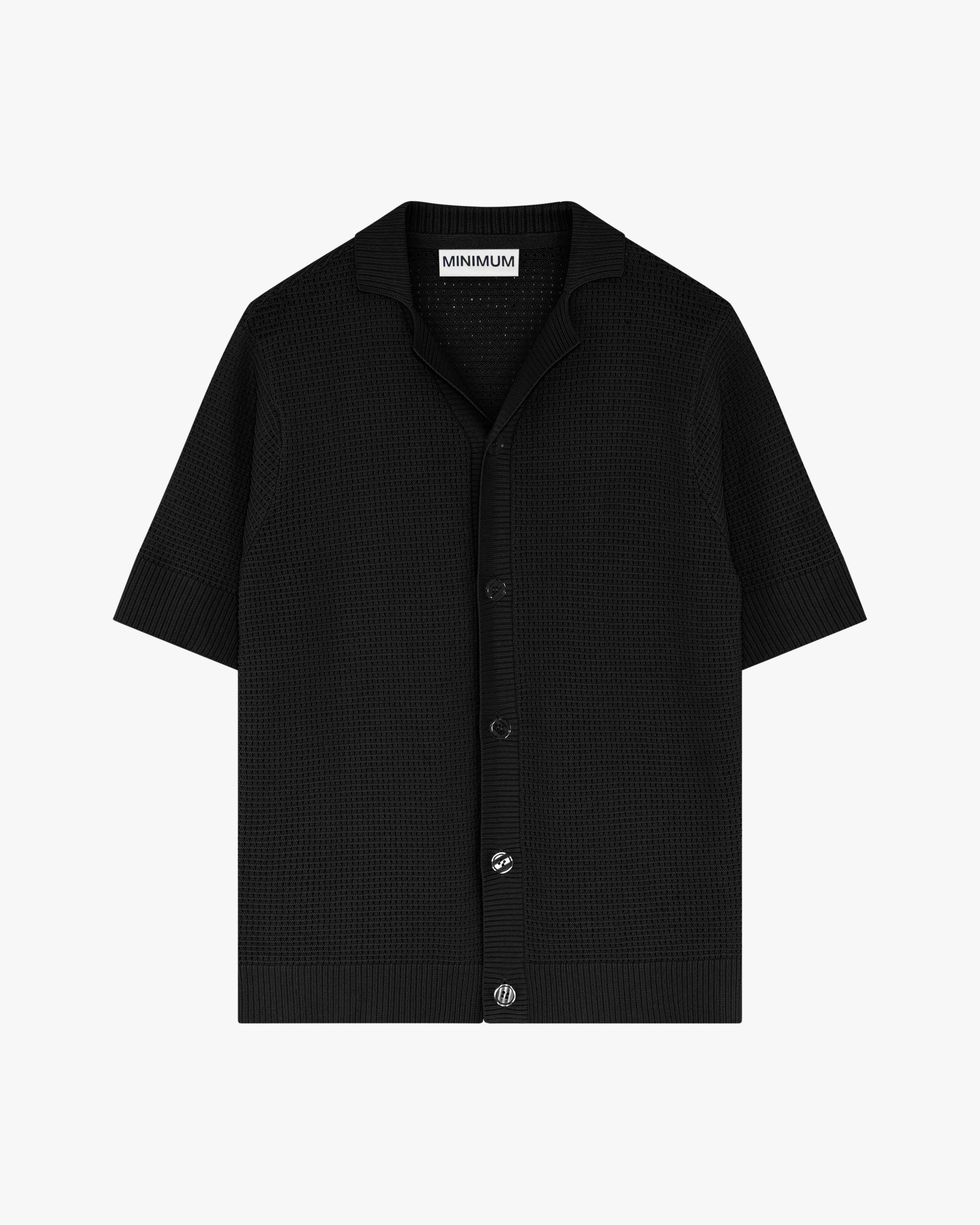 minimum male Mason crochet polo shirt 4177 Polo 999 Black