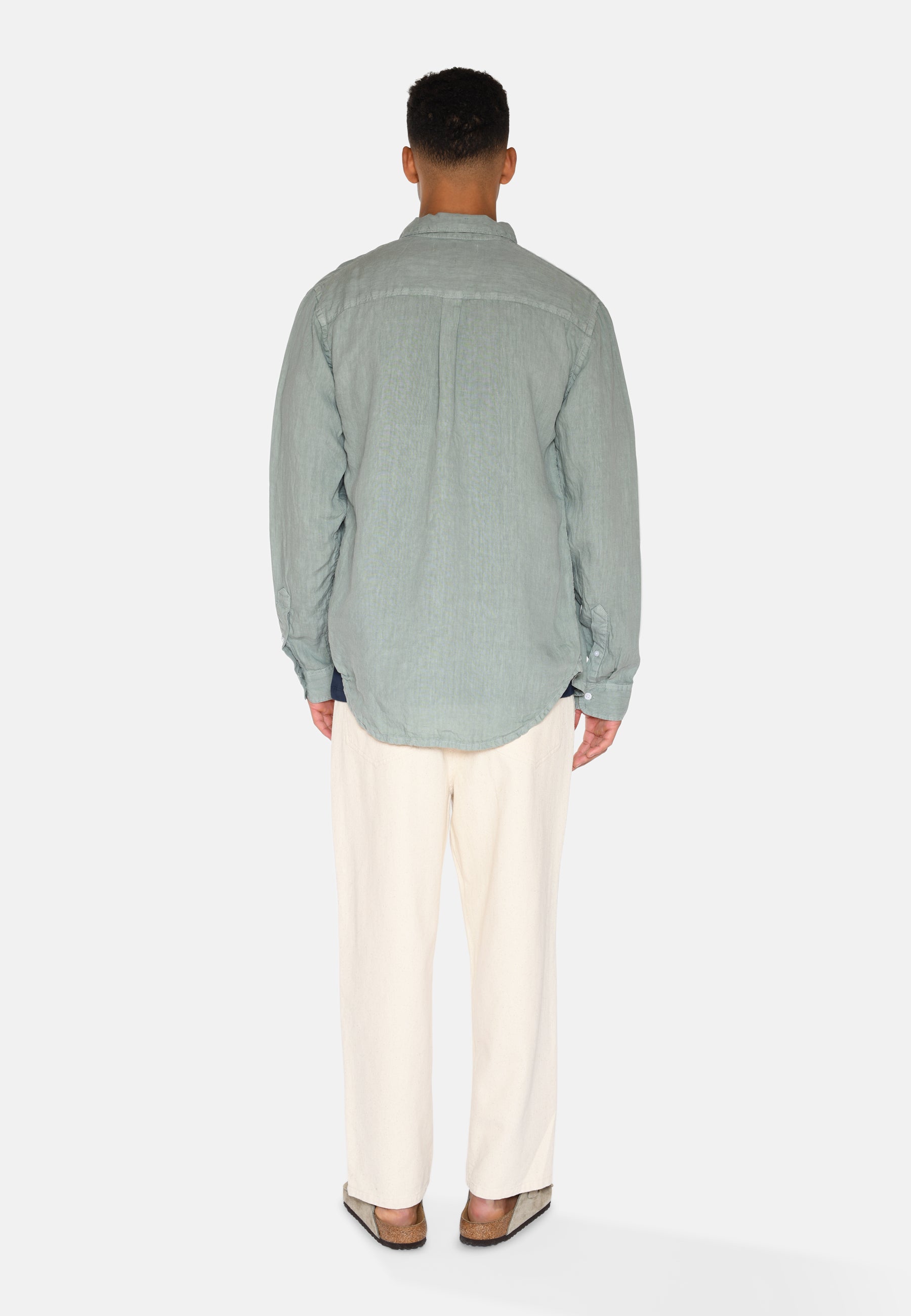 minimum male Colt long sleeved reg linen shirt 4115 Long Sleeved Shirt 4706 Gray Mist