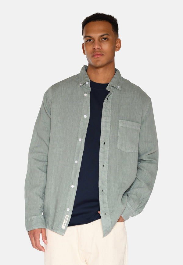 minimum male Colt long sleeved reg linen shirt 4115 Long Sleeved Shirt 4706 Gray Mist