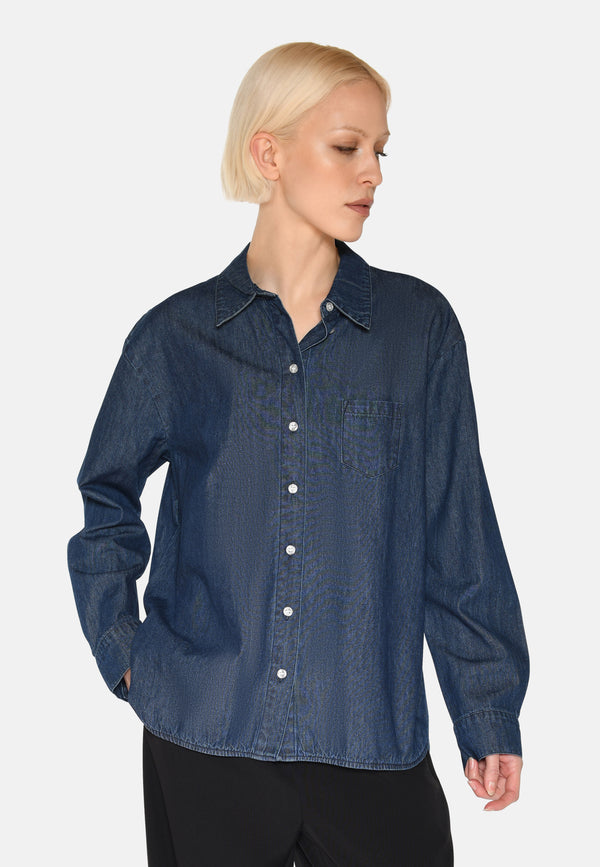 minimum female Fern denim shirt 4147 Long Sleeved Shirt 1002 Medium Blue