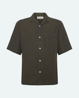 minimum male Hayden short sleeved linen shirt 4115 Short Sleeved Shirt 0506 Black Ink