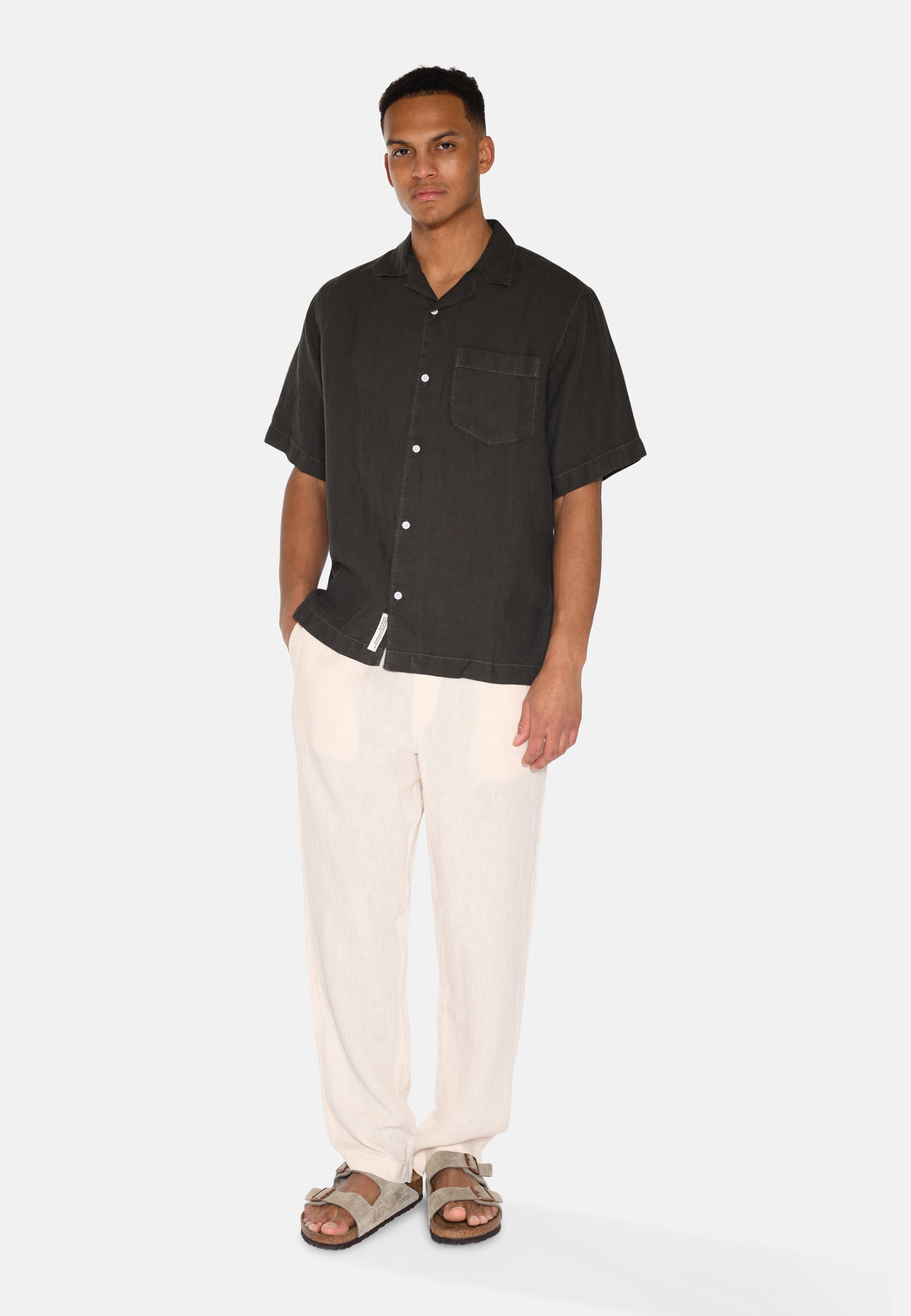 minimum male Hayden short sleeved linen shirt 4115 Short Sleeved Shirt 0506 Black Ink