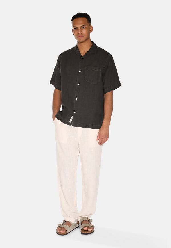 minimum male Hayden short sleeved linen shirt 4115 Short Sleeved Shirt 0506 Black Ink