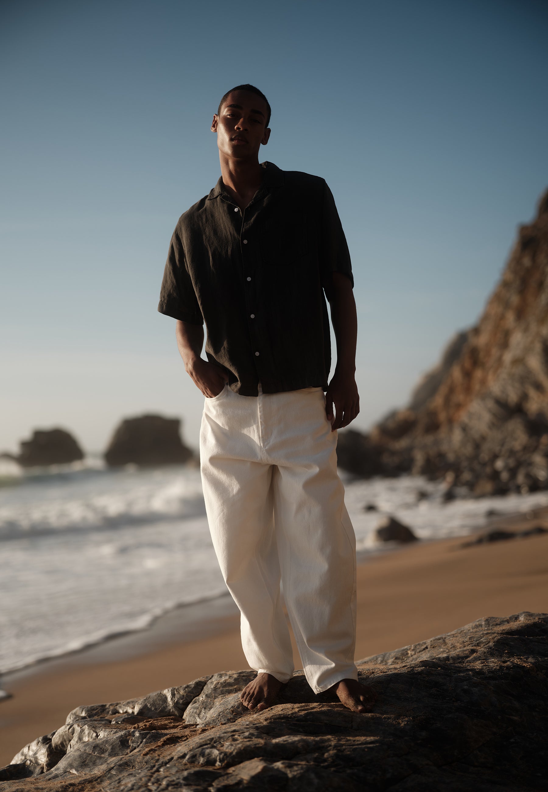 minimum male Hayden short sleeved linen shirt 4115 Short Sleeved Shirt 0506 Black Ink