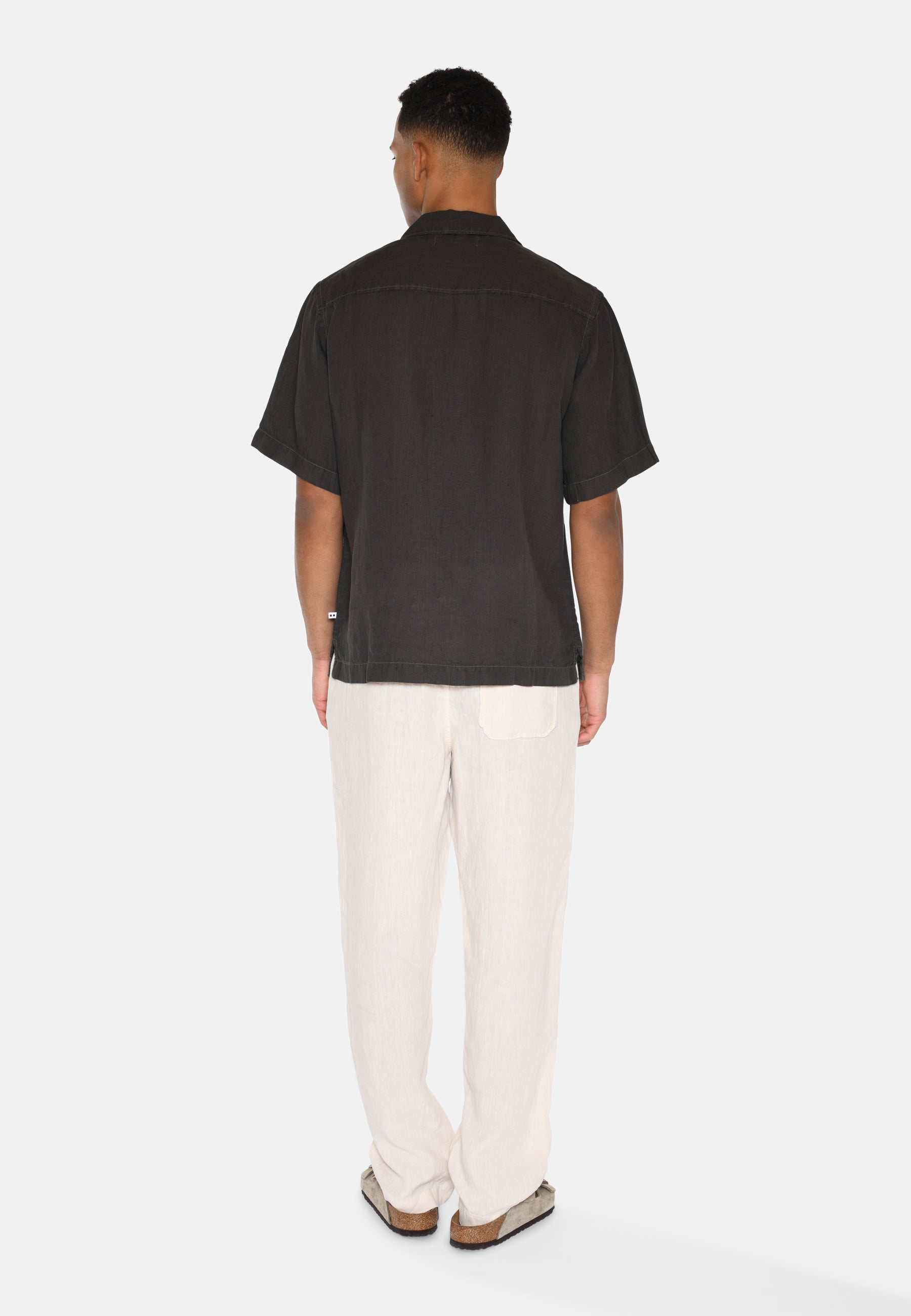 minimum male Hayden short sleeved linen shirt 4115 Short Sleeved Shirt 0506 Black Ink