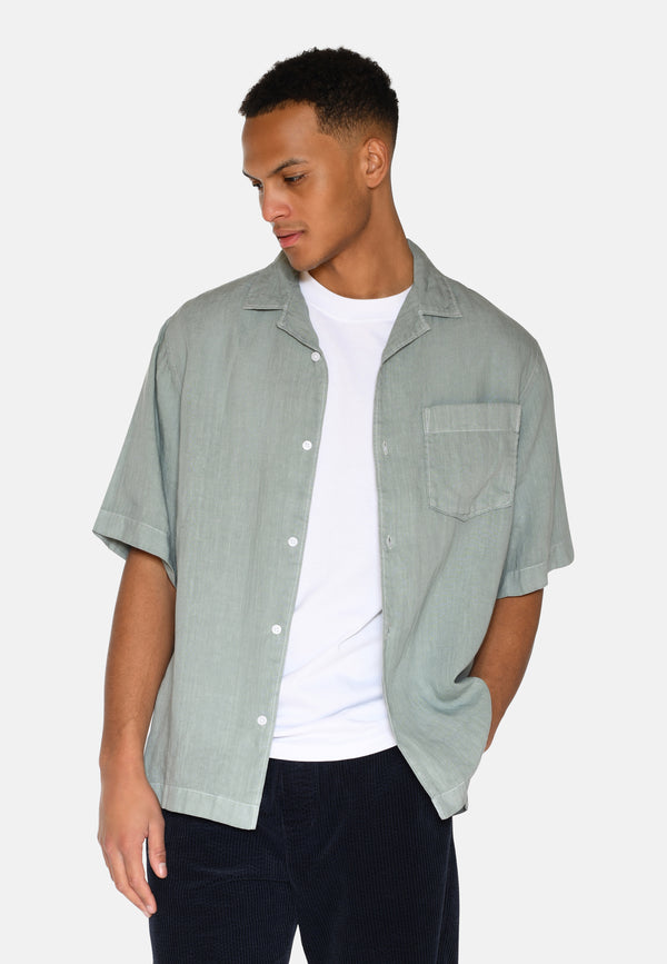 minimum male Hayden short sleeved linen shirt 4115 Short Sleeved Shirt 4706 Gray Mist