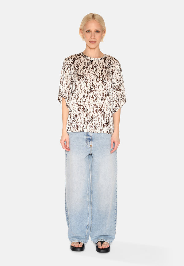 minimum female Janey short sleeved satin blouse 4194 Short Sleeved Blouse 0608 Coco Milk