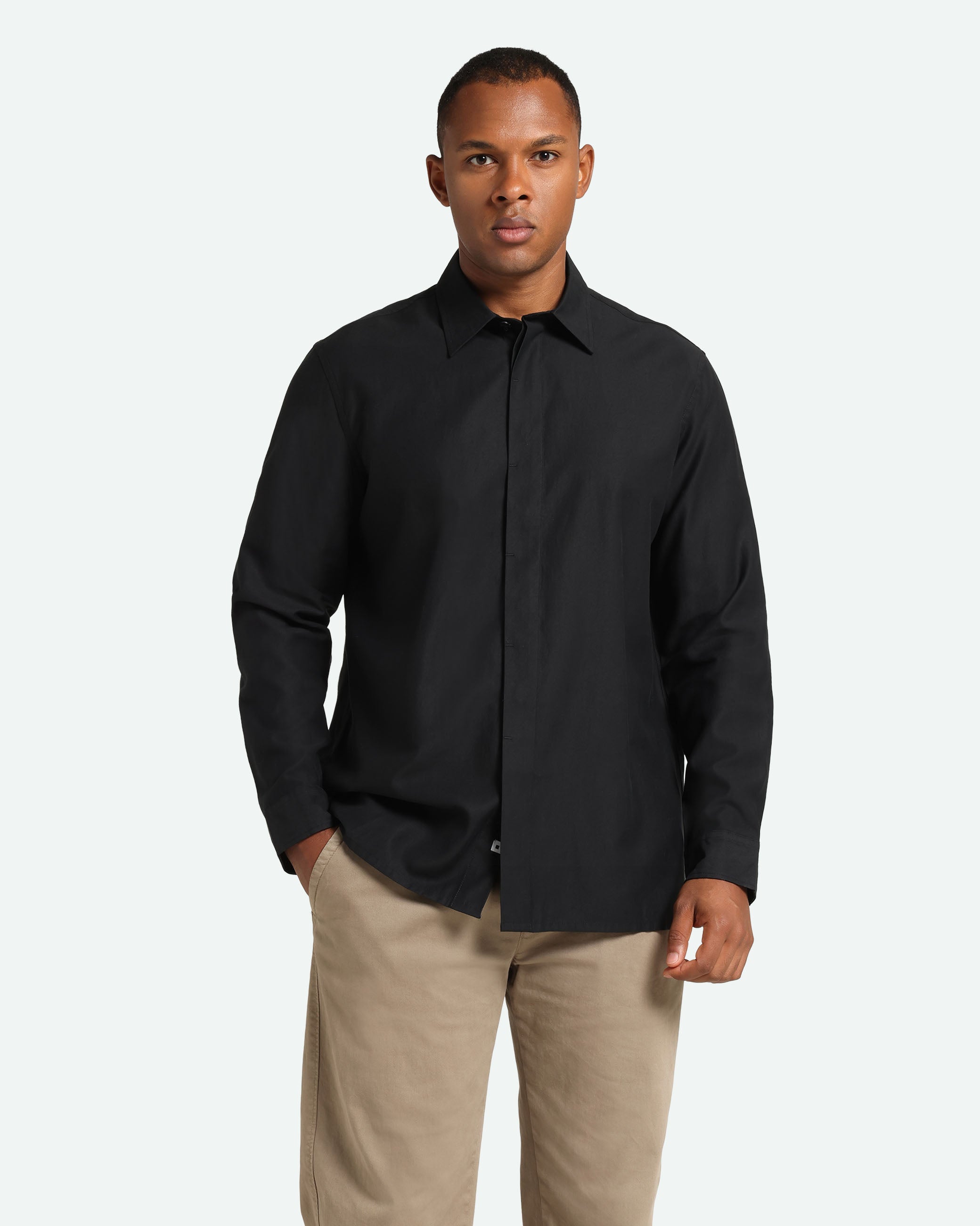 minimum male Kader relaxed long sleeved shirt 3961 Long Sleeved Shirt 999 Black