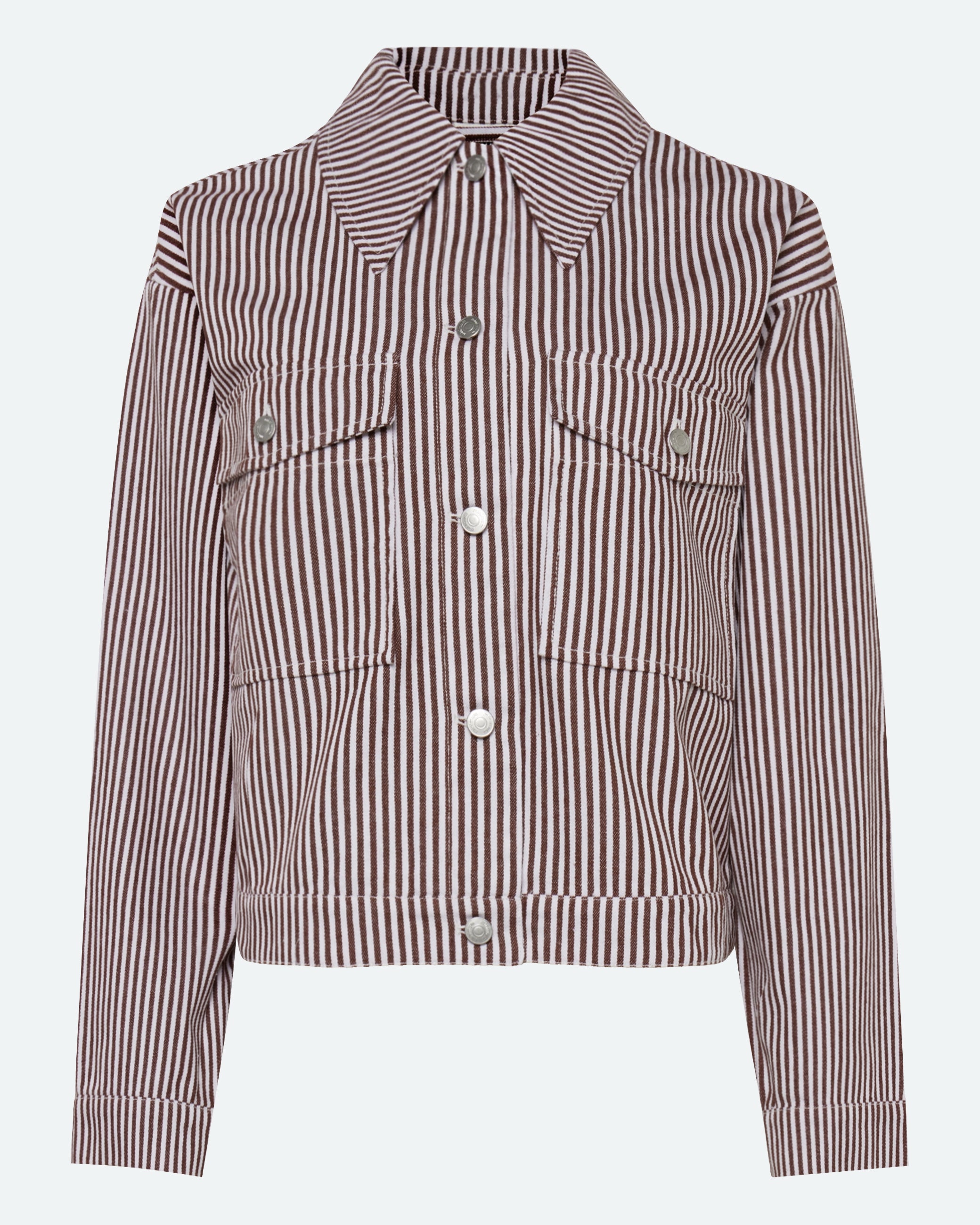 minimum female Malenes light denim jacket in stripes 4328 Lightweight Jacket 0608 Coco Milk