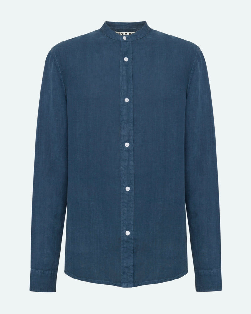 minimum male Mando long sleeved linen shirt 4115 Long Sleeved Shirt 2340 Blue Ashes