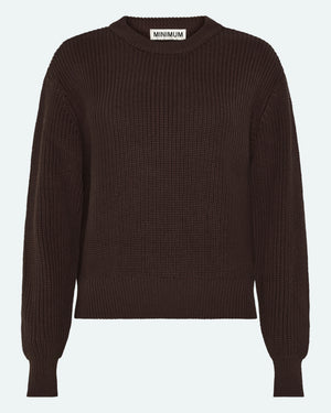minimum female Mikala jumper G006 GOTS Jumper 1914 Seal Brown