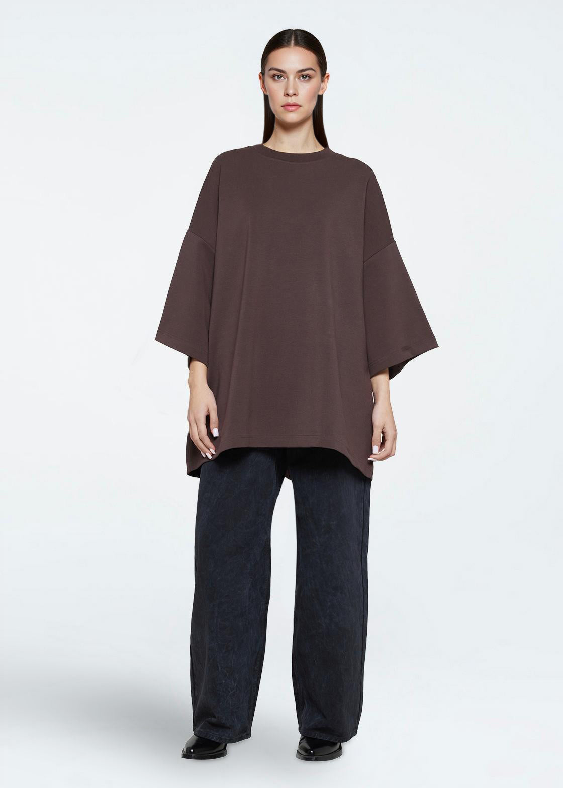 minimum female Norah oversized t-shirt 4157 Short Sleeved T-shirt 1914 Seal Brown