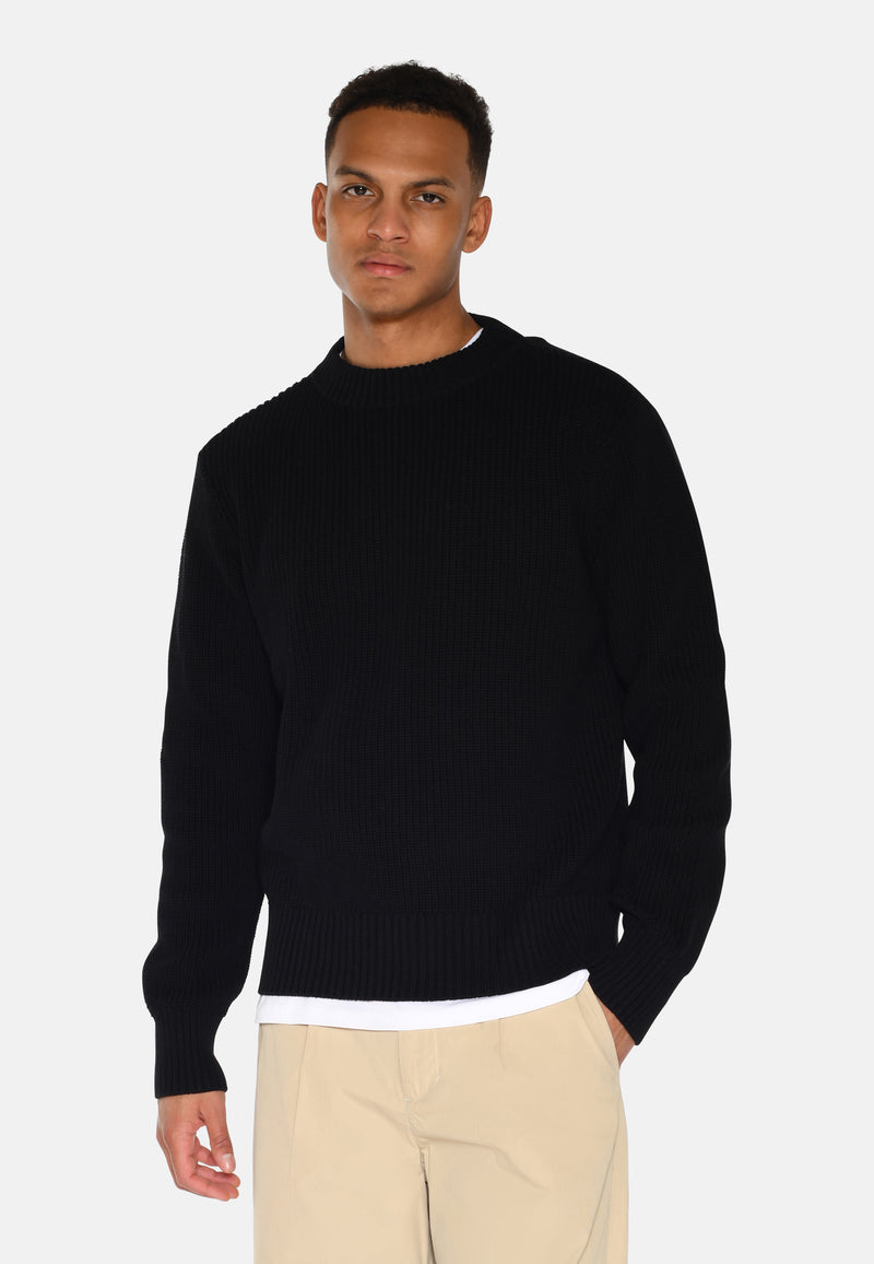 minimum male Rob basic knit sweater G006 GOTS Sweater 999 Black